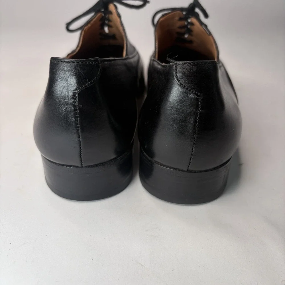 Vintage French Shriner Men's 9.5 Black Leather Dress Shoes Oxford Made in Italy